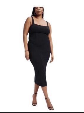 Good American Black Knit Top with Branded Neck Tag